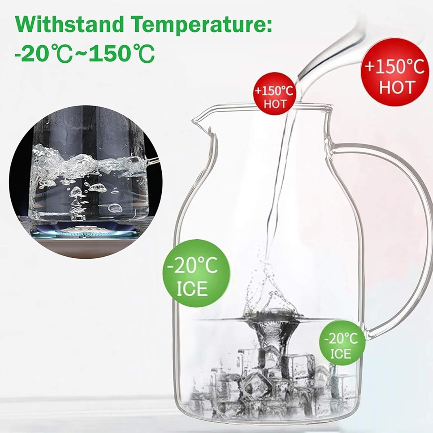 Large Capacity Glass Pitcher - 105OZ Borosilicate for Iced Tea & Hot Beverages