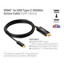 Load image into Gallery viewer, Active HDMI to USB Type C Cable, 4K60Hz, 1.8m – Ideal for High-Quality Monitors
