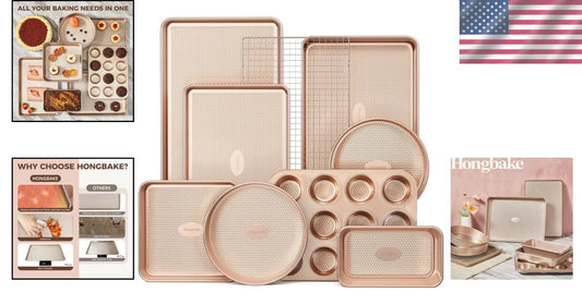 Versatile 9-Piece Baking Pan Set with Diamond Texture for Stylish Cooking