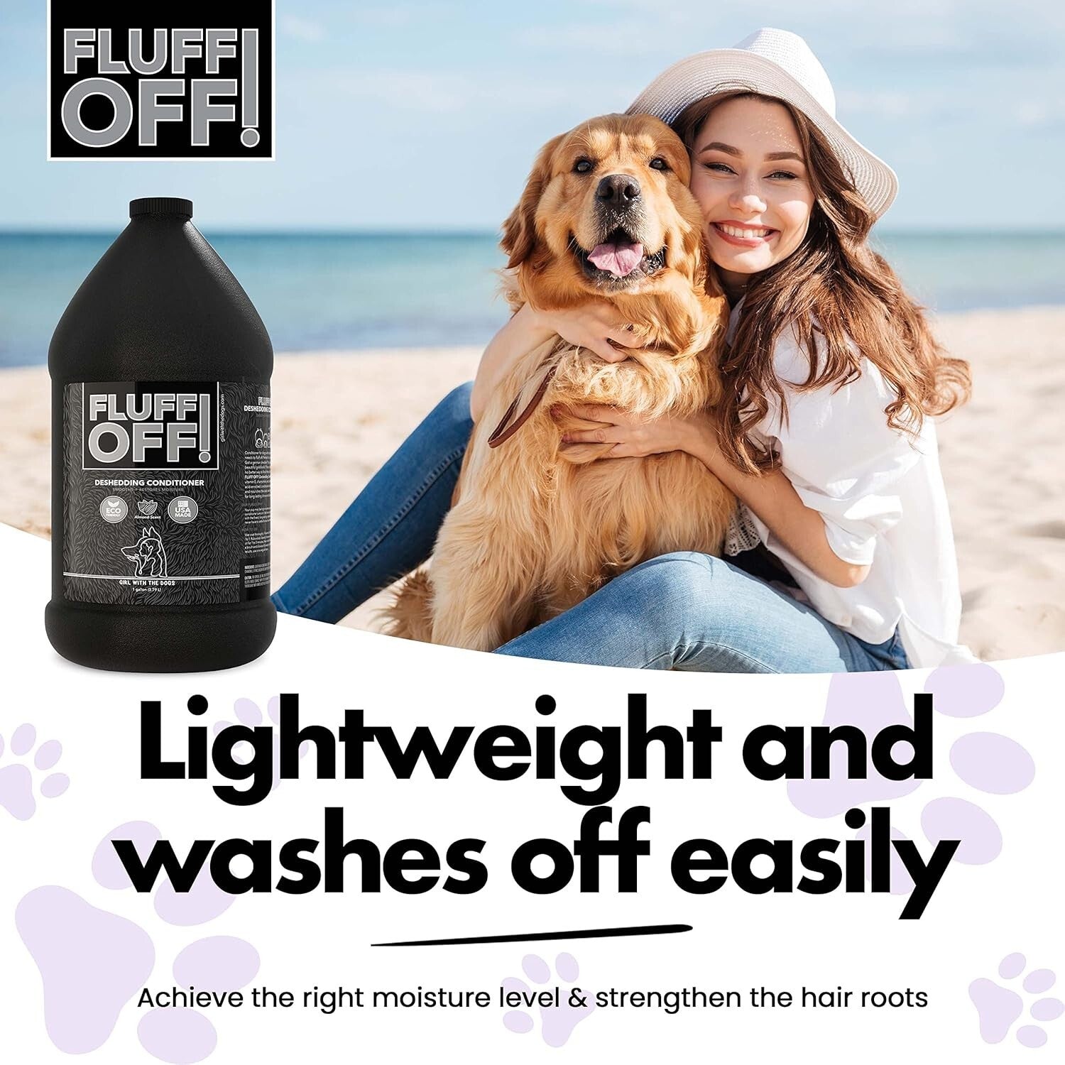 Fluff Off! Natural Deshedding Conditioner for Dogs - 1 Gallon, 32 Gallons Use