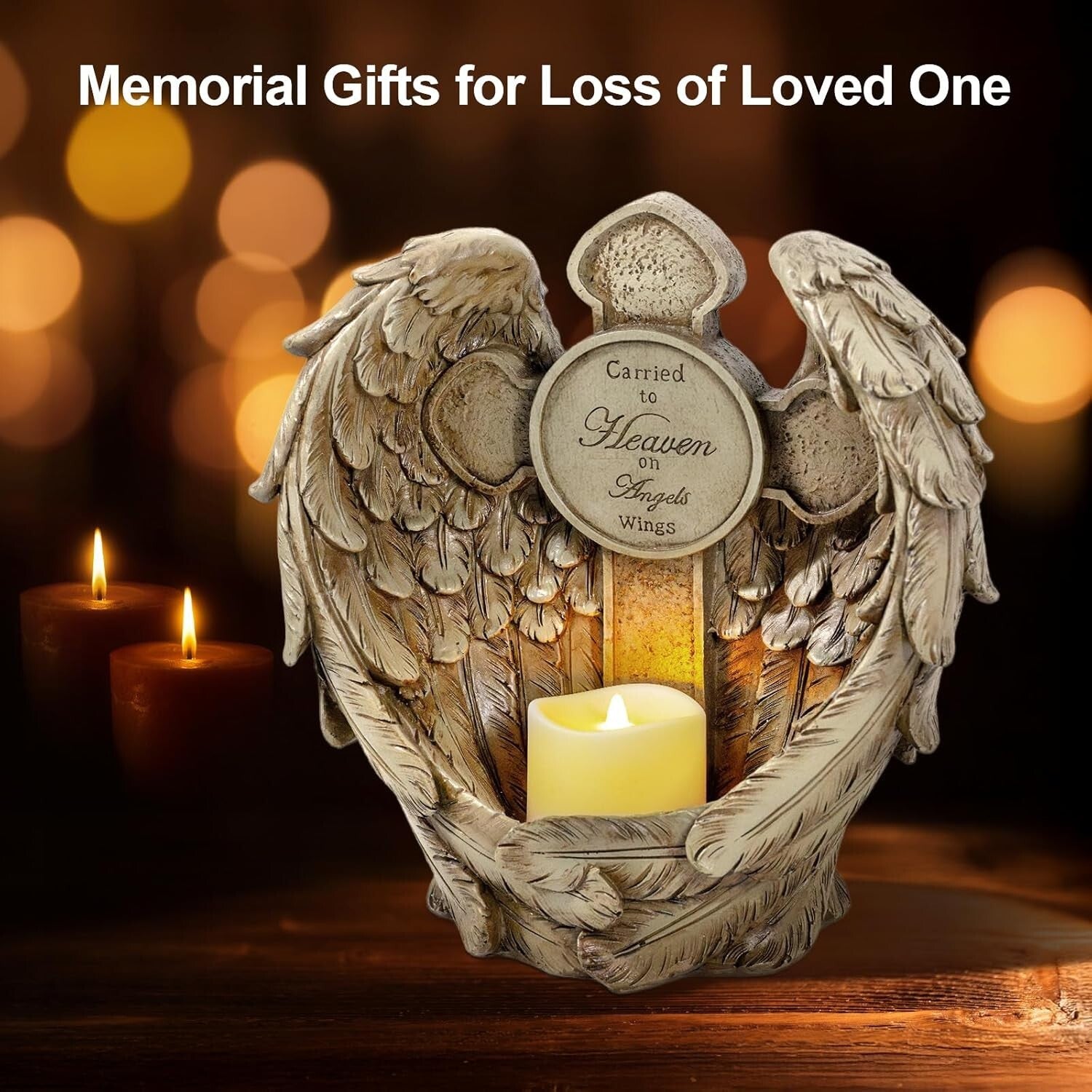 Tranquil 12'' Solar Angel Wing & Cross Light - Sympathy Gift for Grave Decor