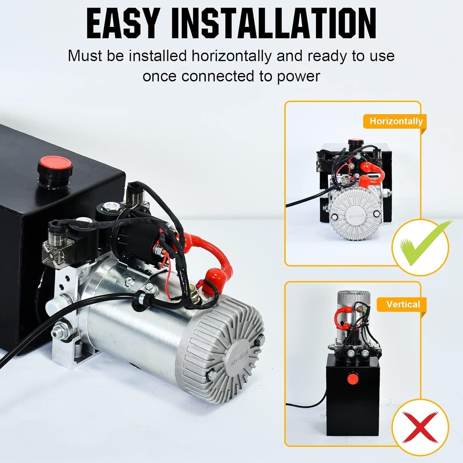 Powerful 12V Dump Trailer Hydraulic Pump with 8 Quart Capacity & Remote Control