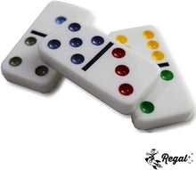 Load image into Gallery viewer, Ideal Gift: Mexican Train Double 15 Dominoes Set with Metal Trains - 2-8 Players
