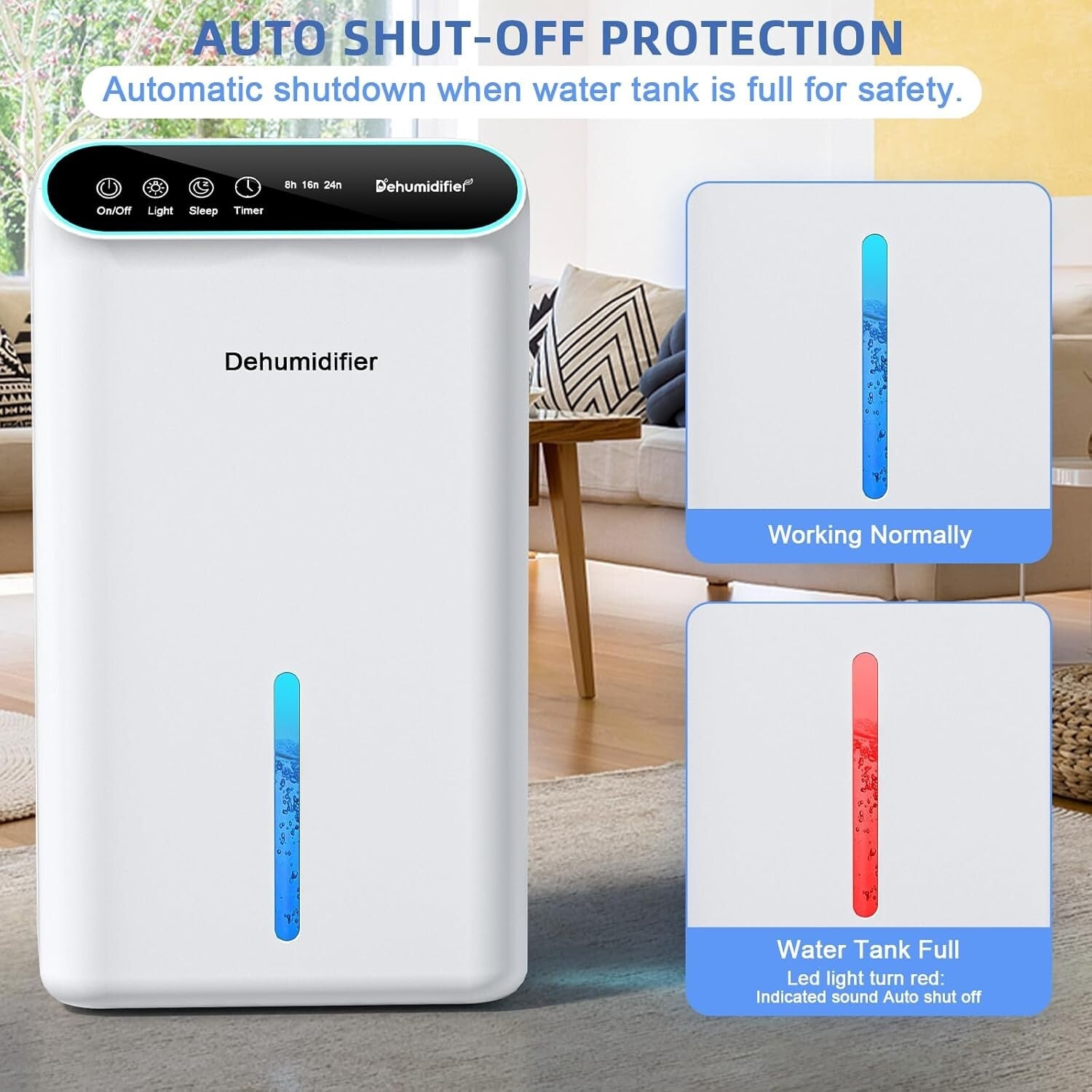 Ultra-Quiet 86oz Dehumidifier for Bedrooms with Aromatherapy & Auto Shut-off