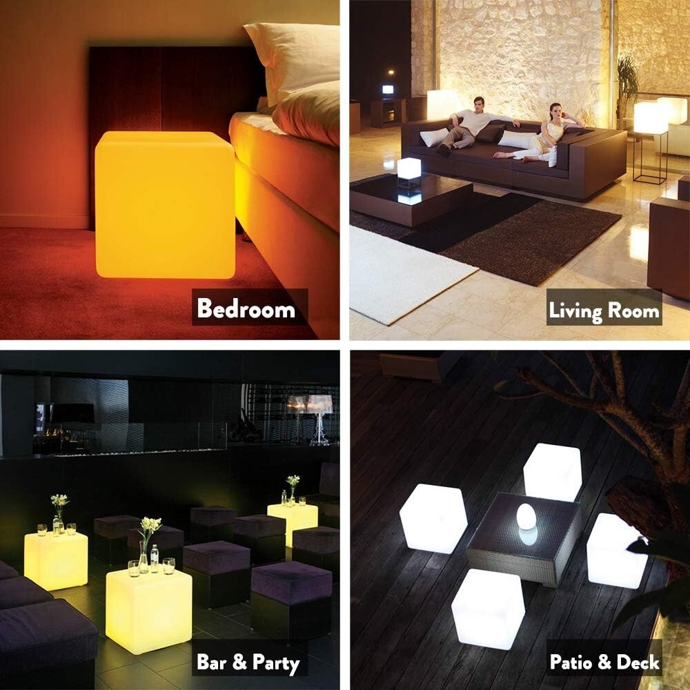 Rechargeable 14-Inch LED Cube Light - Mood-Enhancing Stool/Table for Any Event