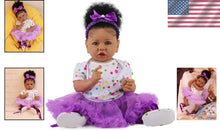 Load image into Gallery viewer, Lifelike 22.8-Inch Reborn Baby Doll - Soft Body African American Girl Toy Gift