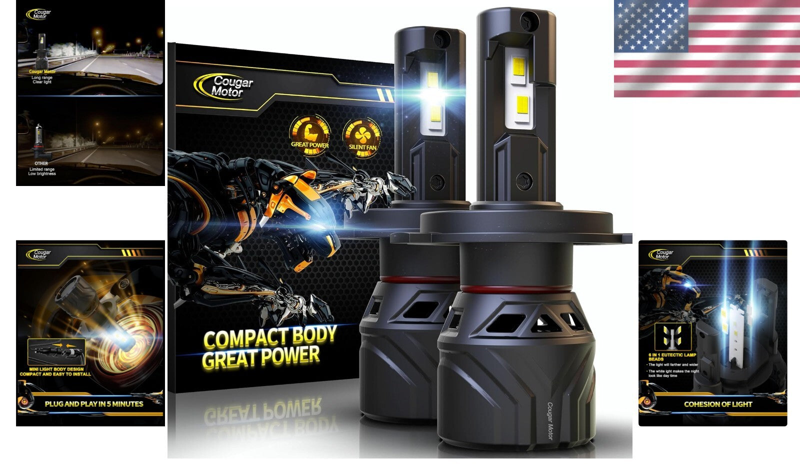 Durable 9003/H4 Off-Road Fog Light Bulbs - 50,000 Hour Lifespan - Pack of 2