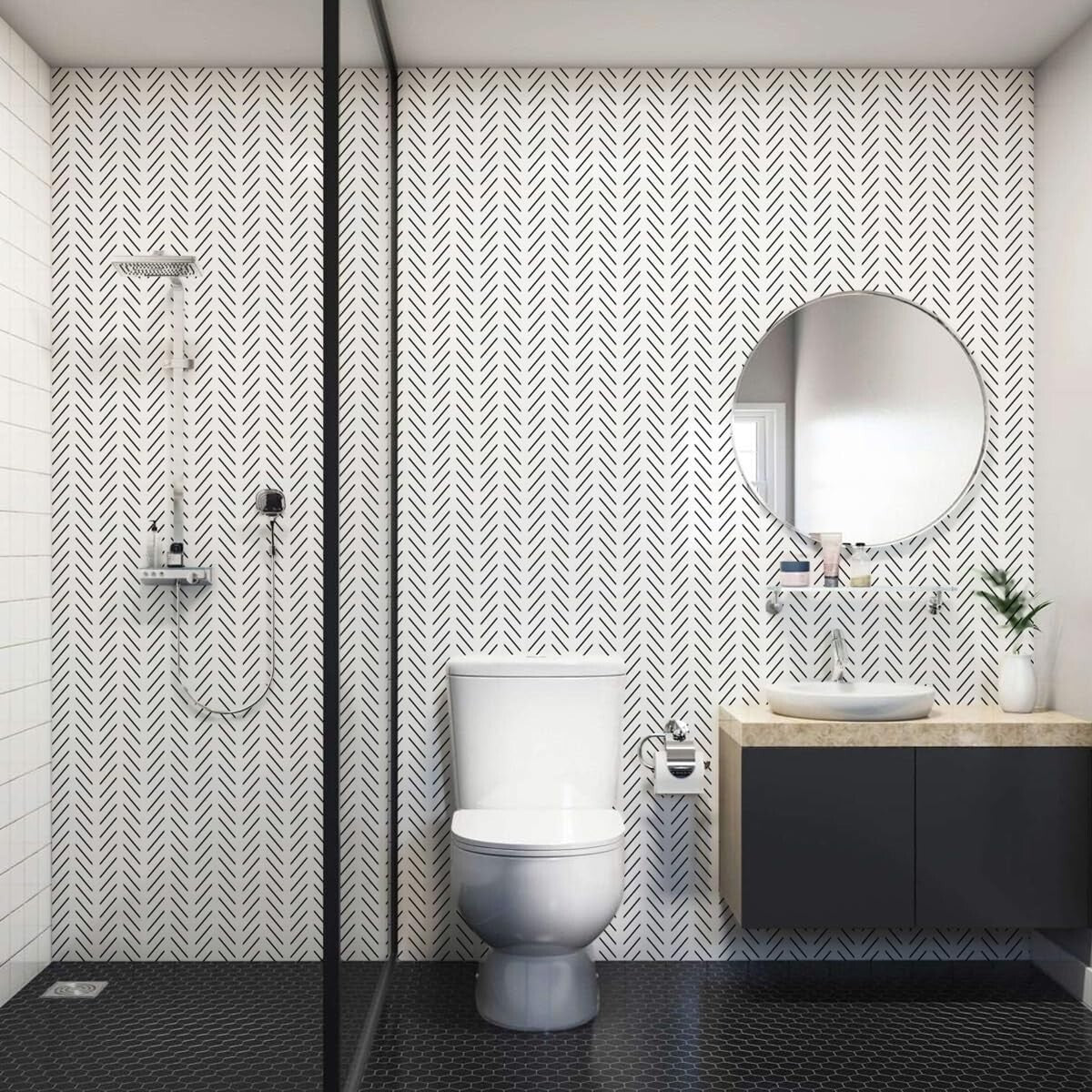 72.65 Sq.ft Modern Black & White Peel and Stick Wallpaper for Versatile Décor