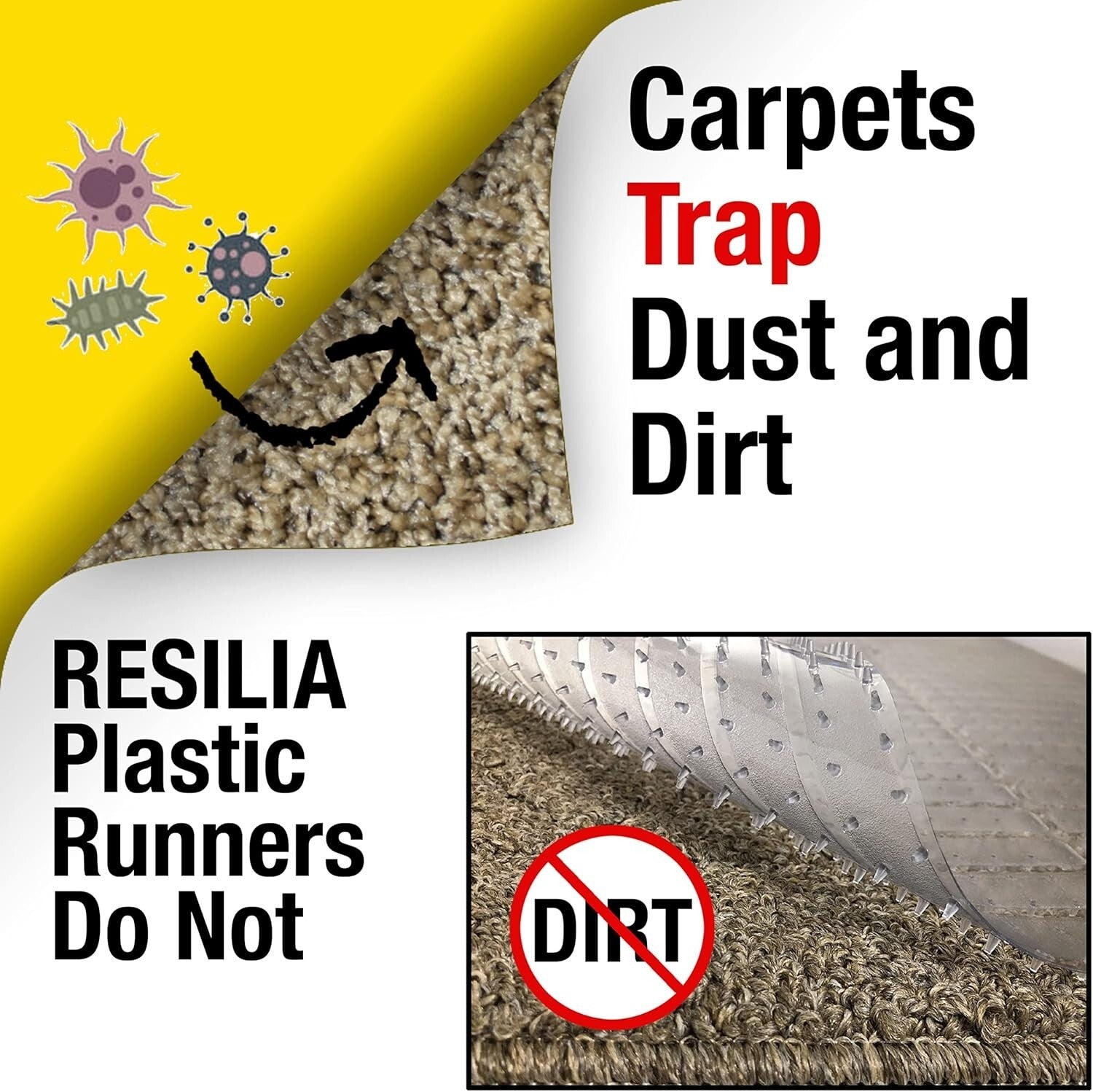 27" x 6' Non-Slip Vinyl Floor Runner - Durable Protector for Hard Surfaces