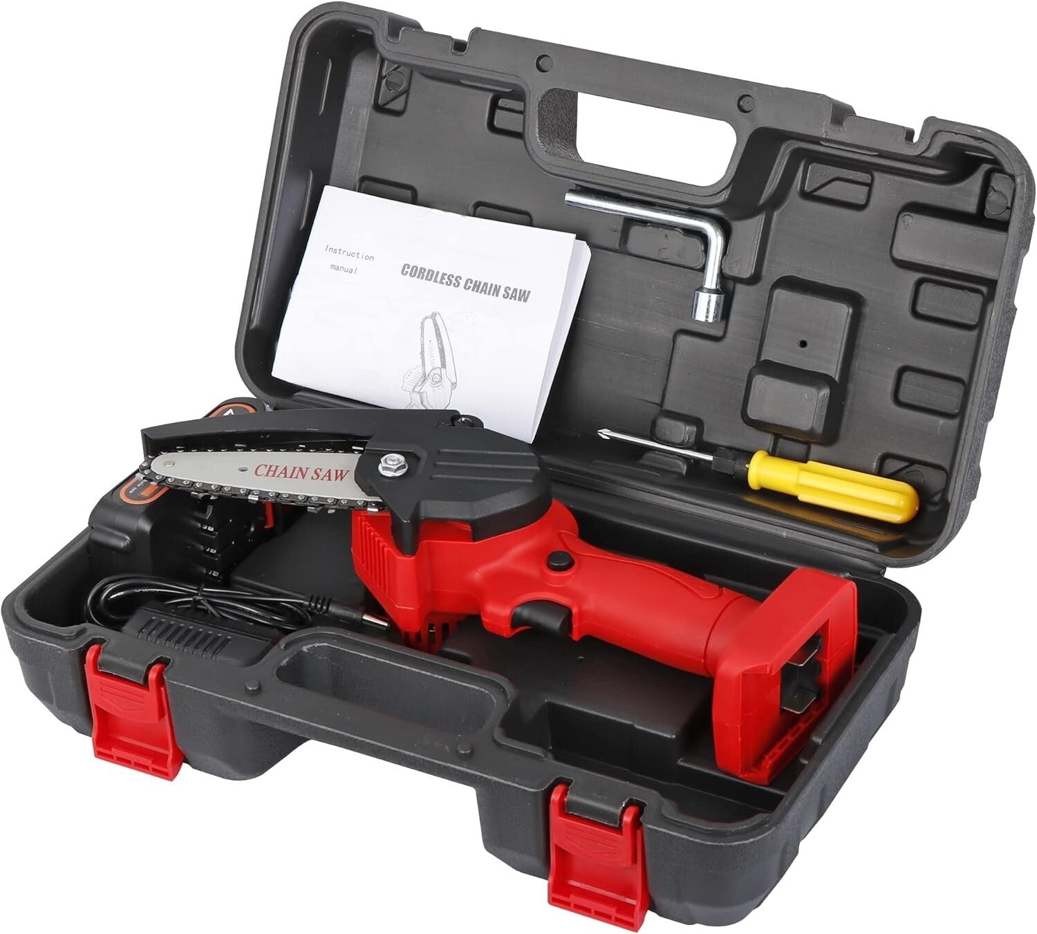 Cordless Mini Chainsaw - 4 Inch Rechargeable 550W Lightweight One-Handed Tool