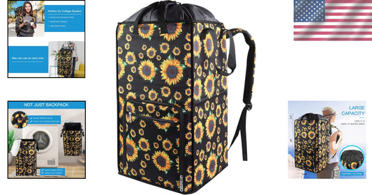 Extra Large 2-in-1 Backpack Hamper with Adjustable Straps for College Life