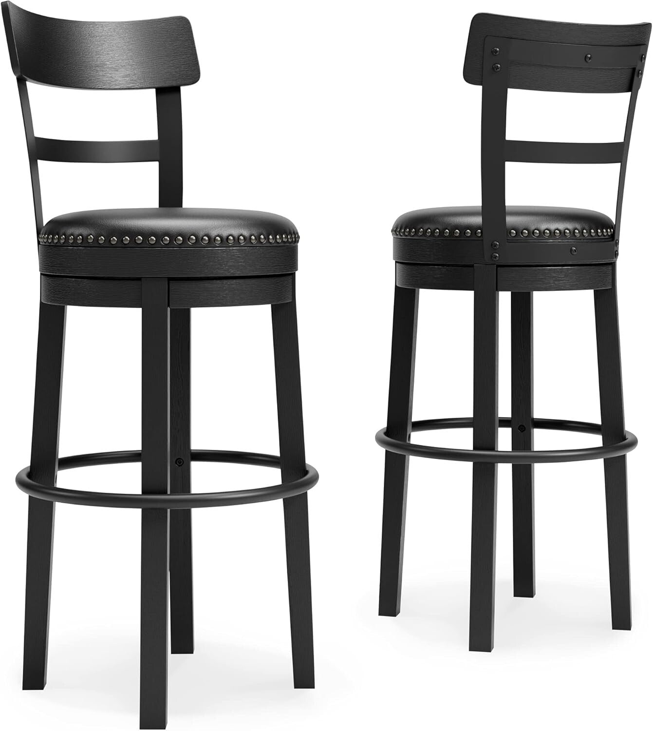 Rustic-Inspired 360° Swivel Barstool - 43.25" Height with Nailhead Trim