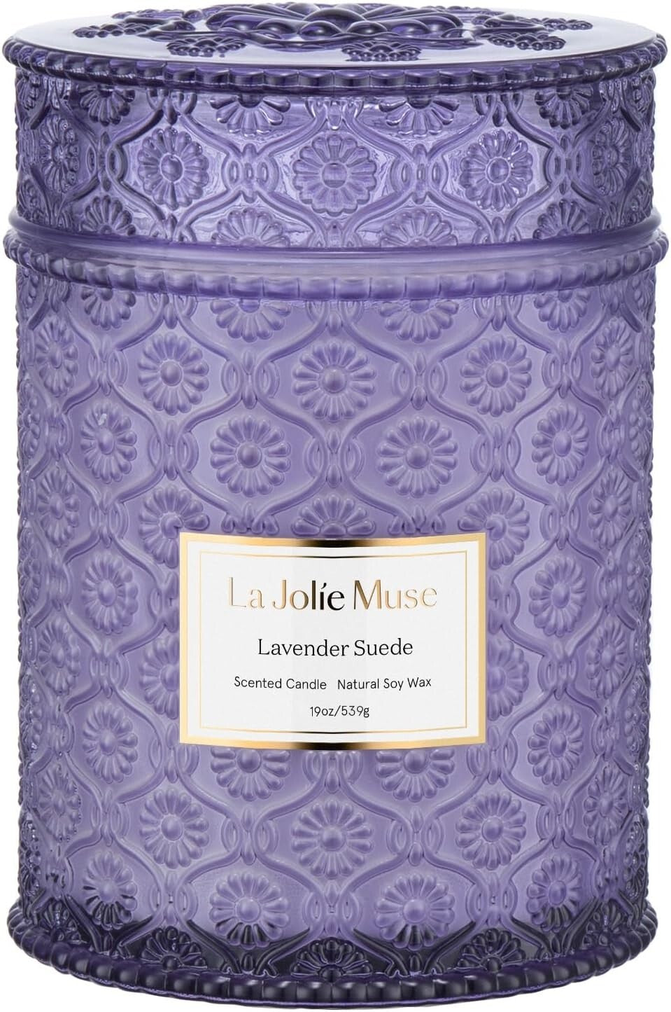 19oz Lavender Suede Candle with Sustainable Ingredients - 90 Hours of Comfort