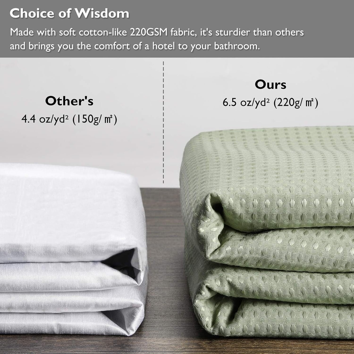 Hotel-Grade Heavy Duty Weiss Fabric Shower Curtain with Removable Liner, 71W 78L