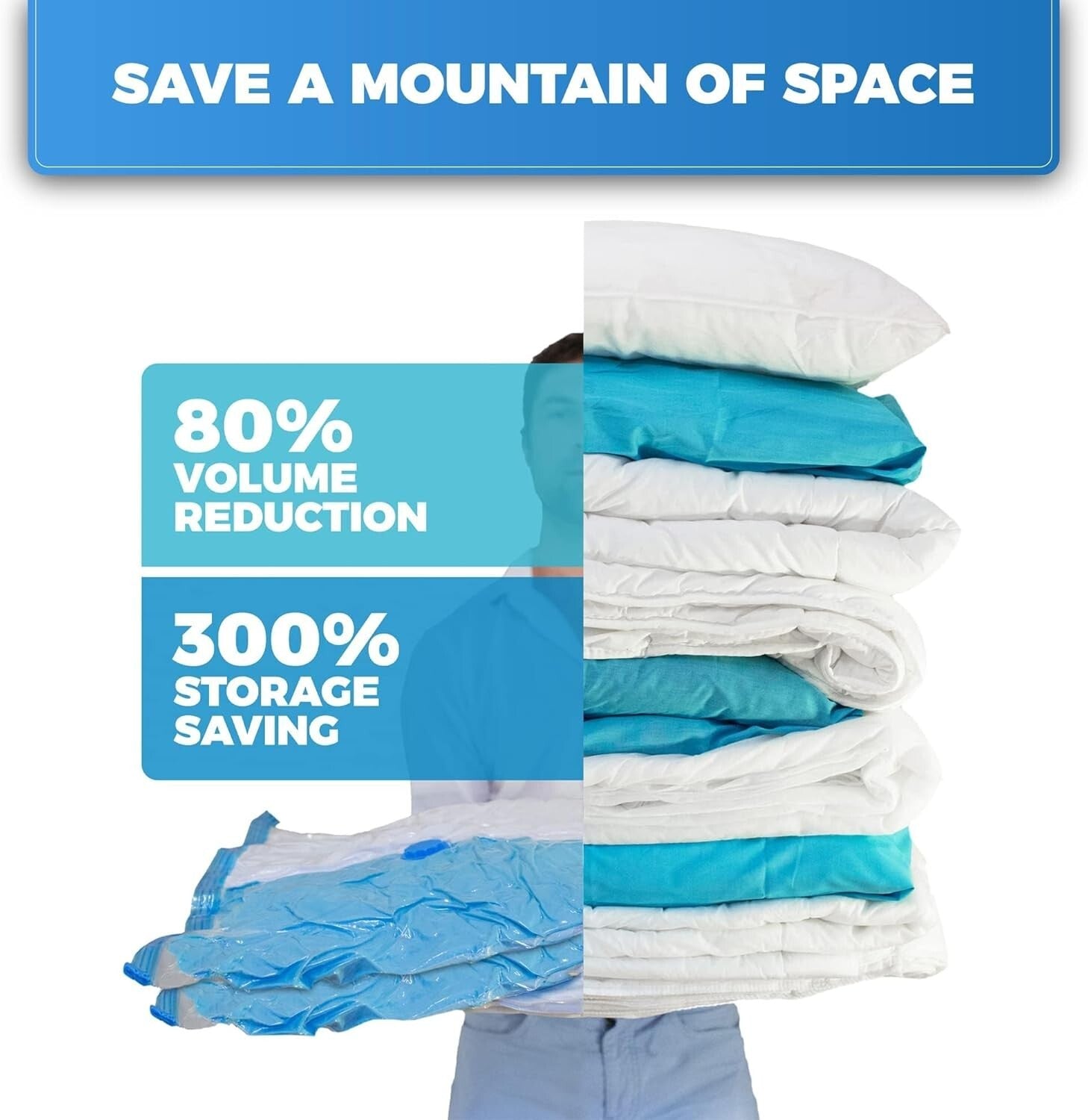 Extra-Large Vacuum Storage Bags - 47x35in Space Saver for Comforters & Clothing