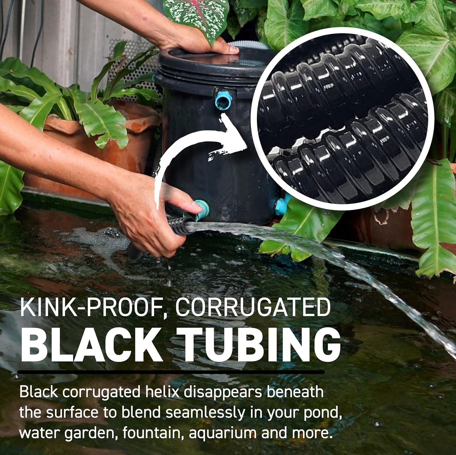 Durable 20FT Black Corrugated PVC Tubing - 1.5-Inch Diameter for Aquaculture