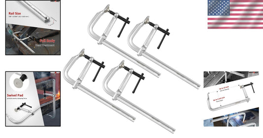 12-Inch Forged Steel F Clamps with 4-3/4-Inch Throat Depth - Reliable & Durable