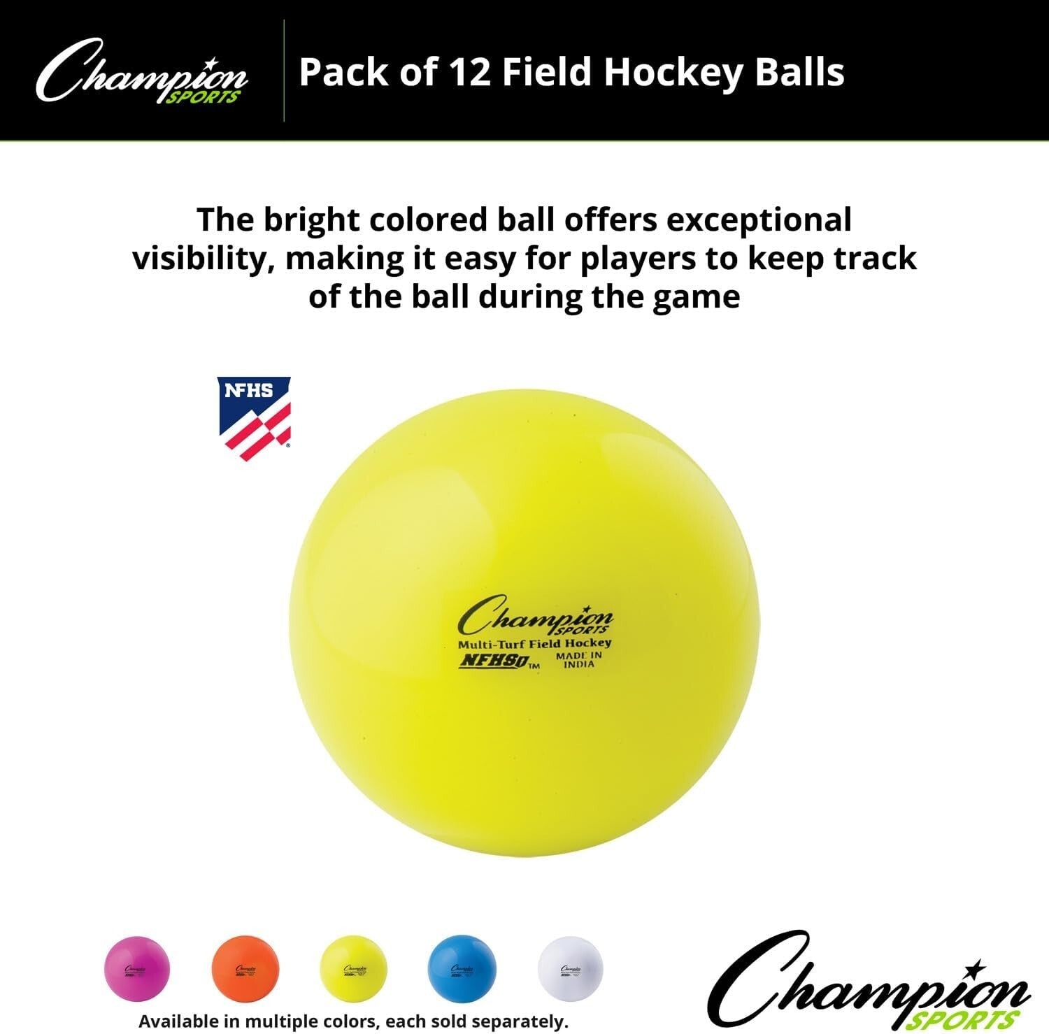 Field Hockey Balls for Competitive Play - 12-Pack, Perfect for Schools & Leagues
