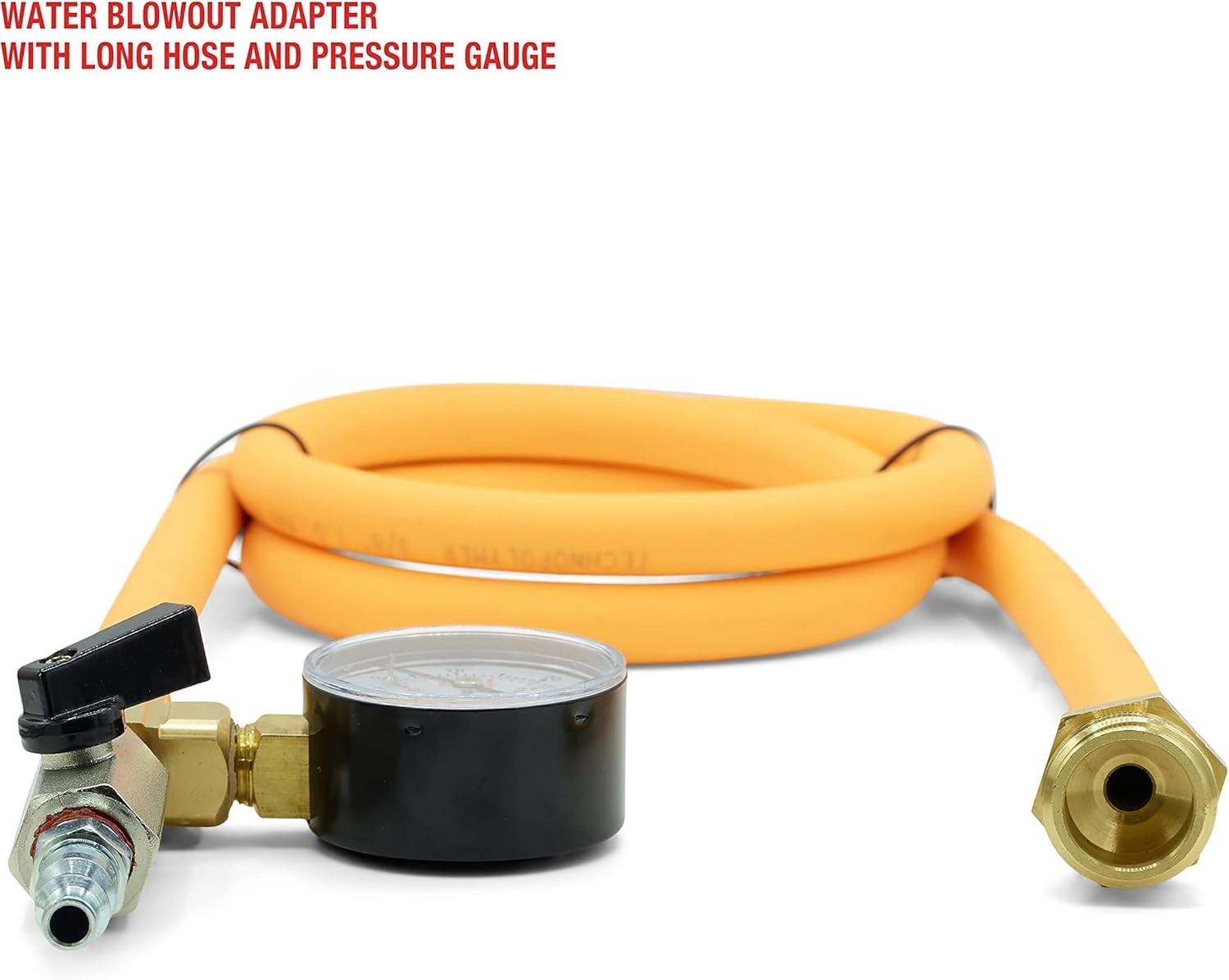 Compact Air Powered Water Blow Out Adapter with Gauge & Quick Connect Fittings