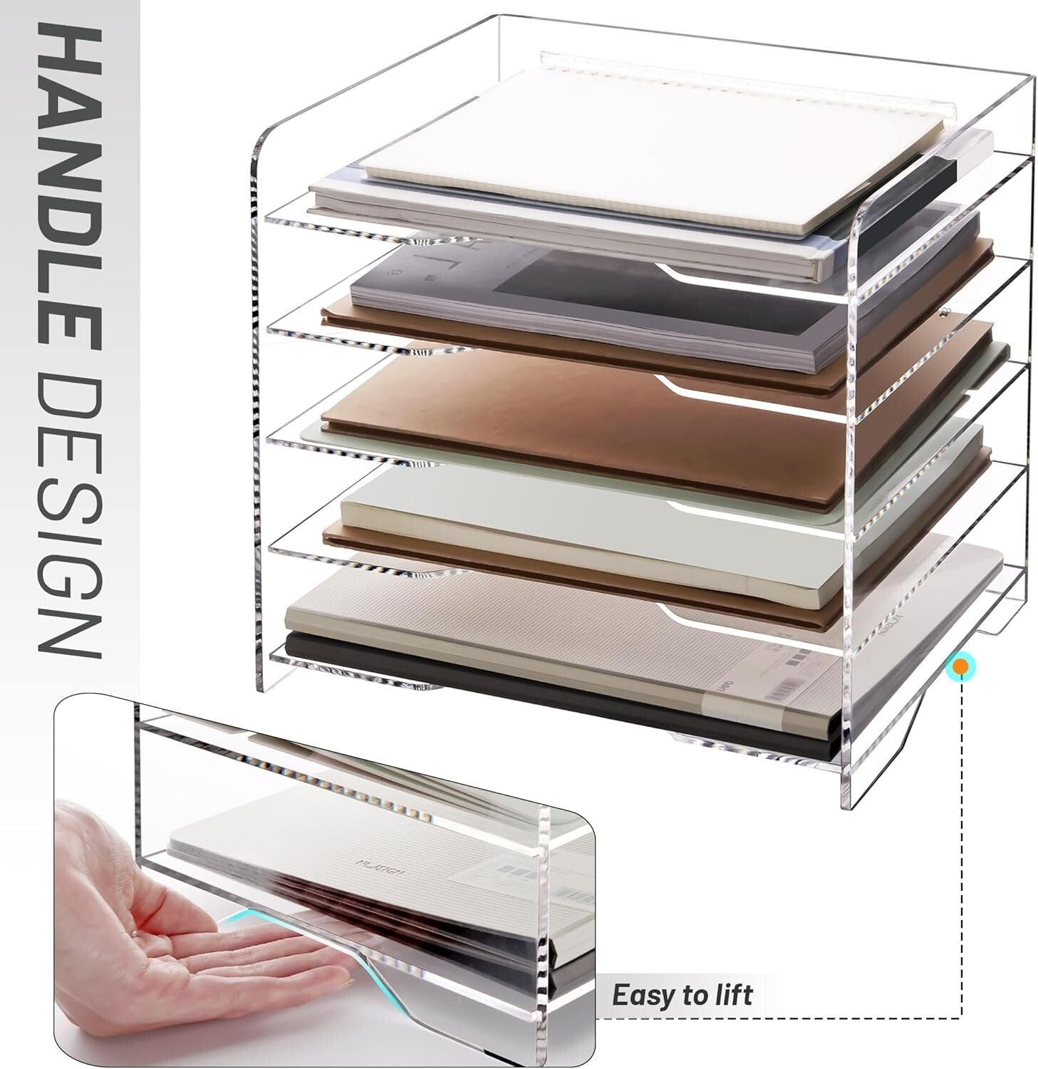 Robust 5-Tier Letter Tray Organizer with Portable Handles for Effortless Access