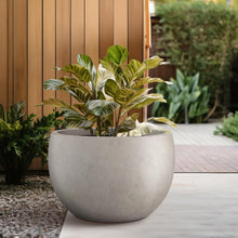 Load image into Gallery viewer, Versatile Round Planter - 19.9" Weathered Concrete with Drainage &amp; Rubber Plug