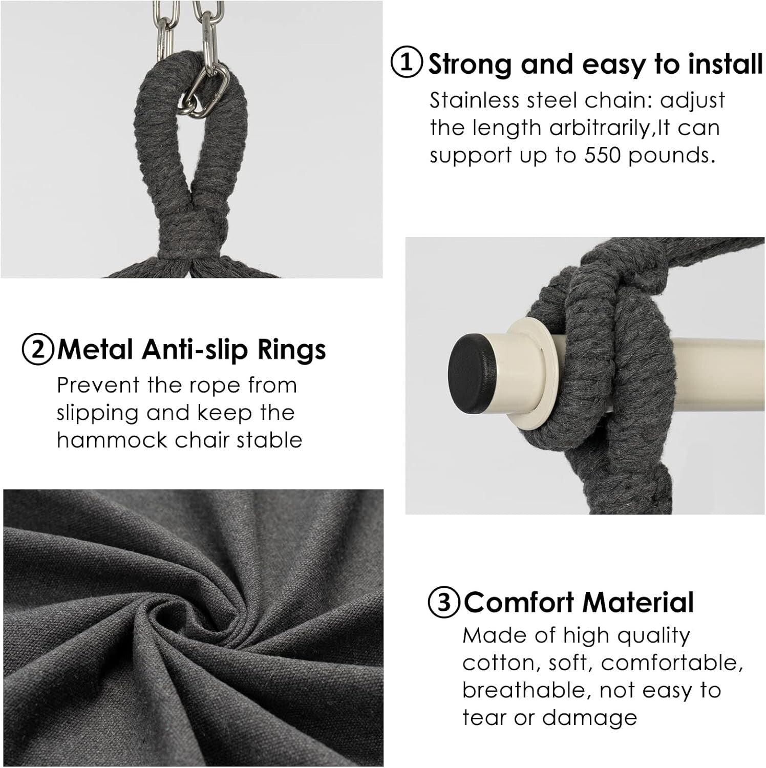 Stylish Portable Hammock Chair with Cushions - Ideal for Relaxation & Reading