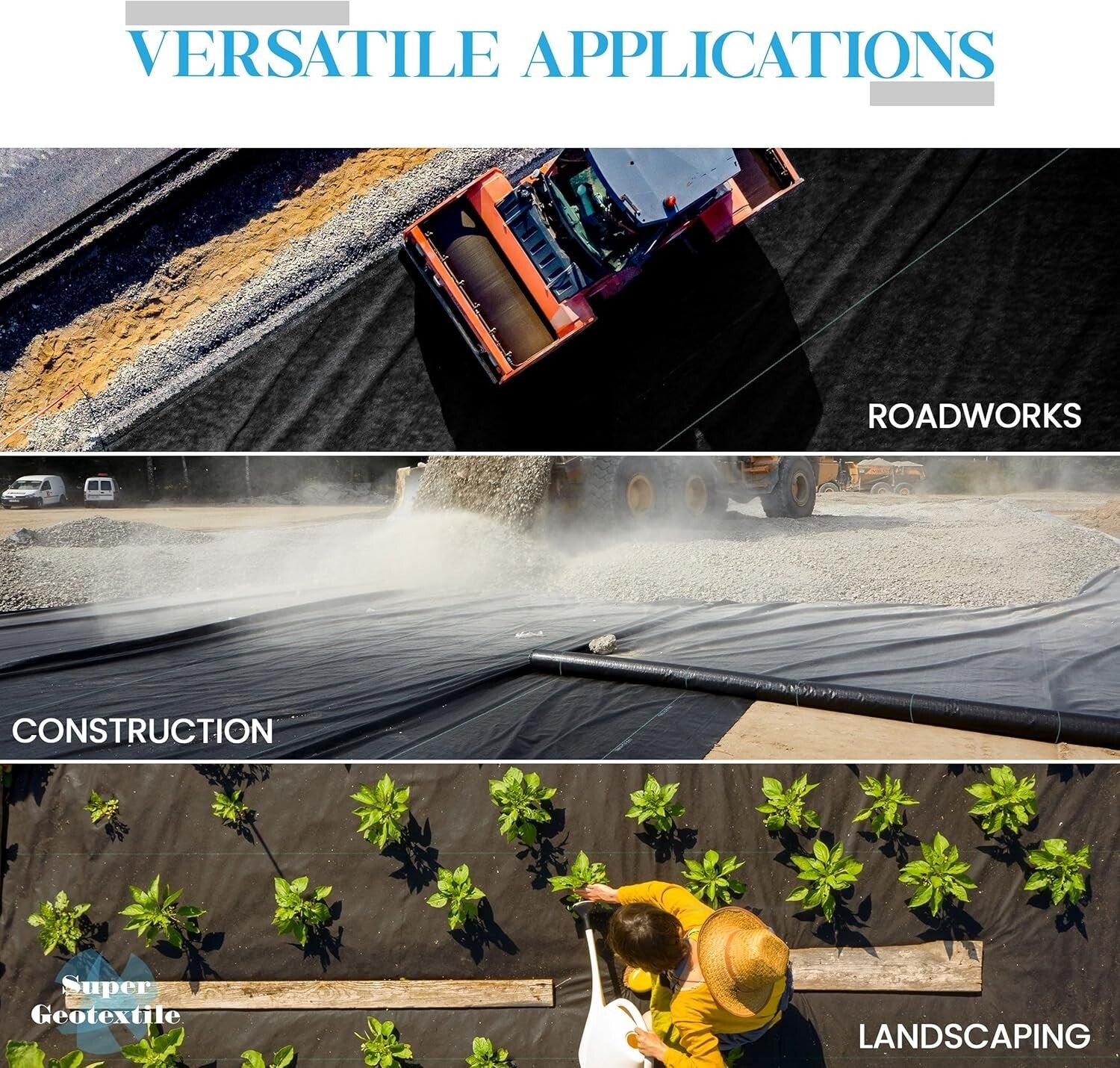 Heavy-Duty 4 oz Woven Geotextile Fabric - 50 Year Driveway Stabilization, 6x250