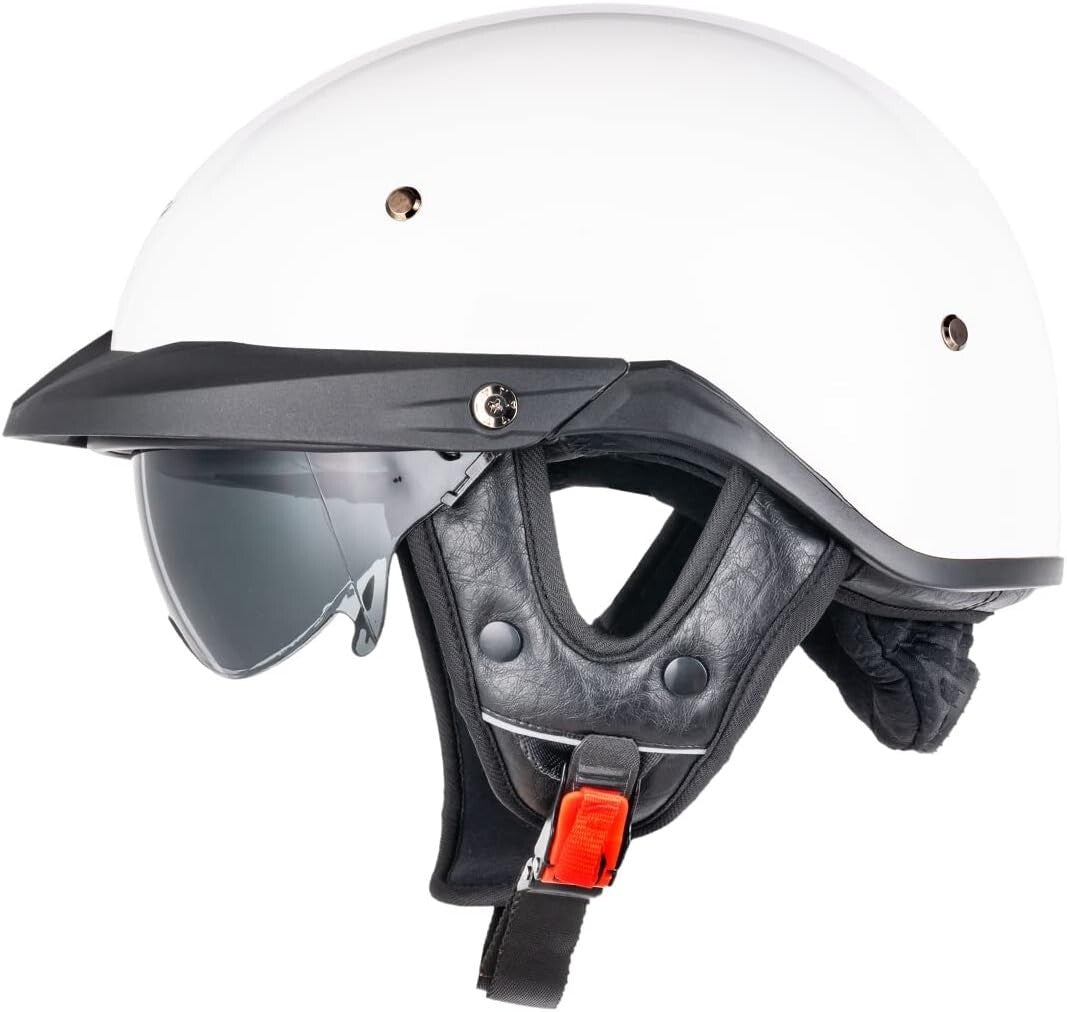 DOT Approved Retro Open Face Motorcycle Half Helmet with Quick Release Buckle