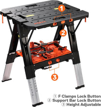Load image into Gallery viewer, Portable Folding 2-in-1 Workbench &amp; Sawhorse - Lightweight &amp; Multifunctional