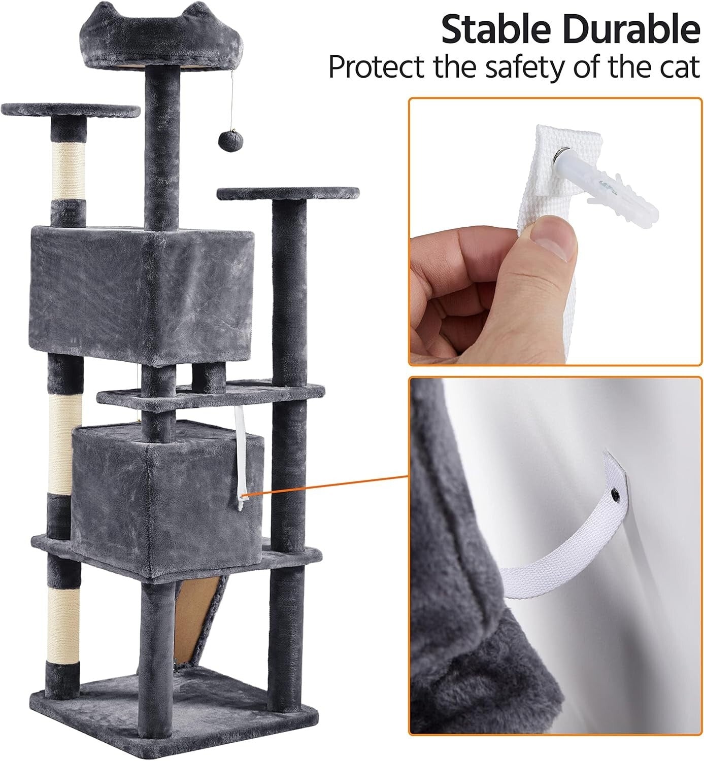 Premium 70in Cat Tower with Cat Condos, Scratch Posts & Indoor Activity Center
