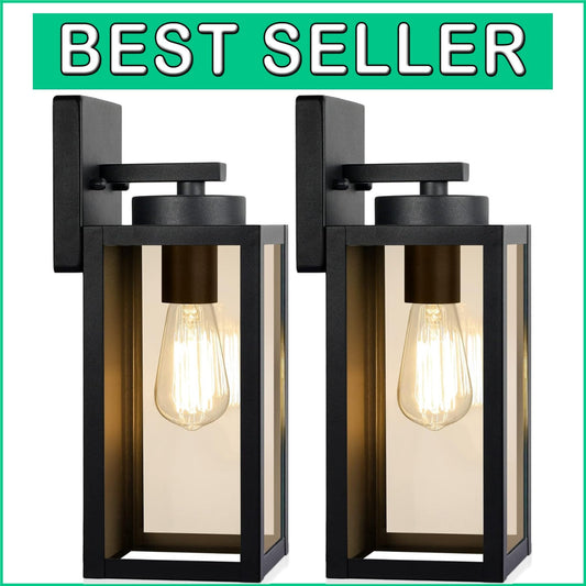 Elegant Outdoor Wall Light Fixtures with Glass Shades - Weather-Resistant 2-Pack
