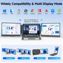Load image into Gallery viewer, Triple Screen Monitor Extender – 14'' FHD IPS Display for Ultimate Efficiency