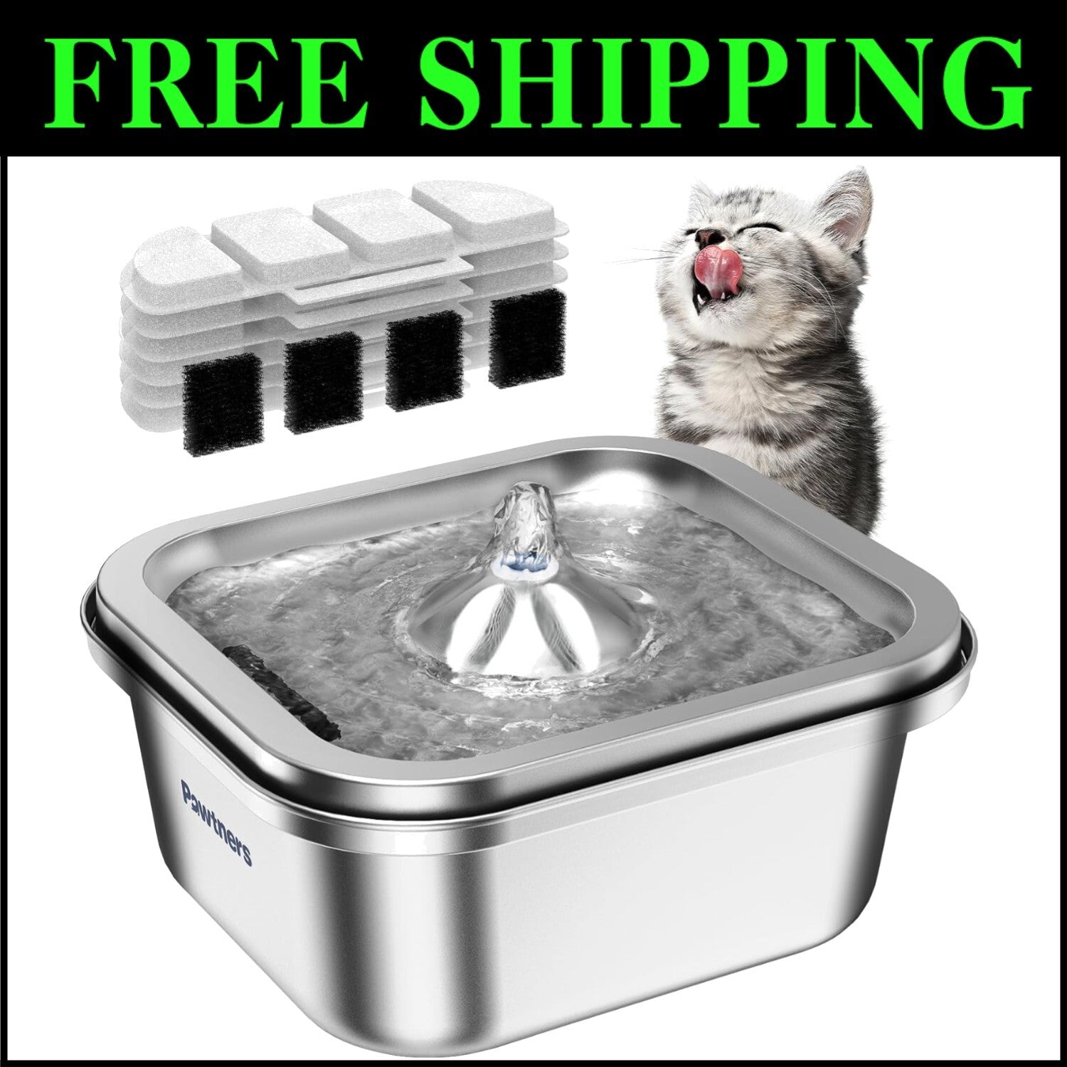 Dishwasher Safe Cat Water Fountain with Quadruple Filtration - 4L Capacity
