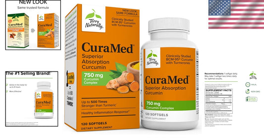 CuraMed 750 mg Curcumin Complex - Superior Absorption – 120 Non-GMO Softgels