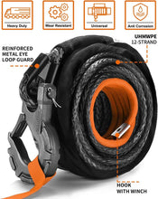 Load image into Gallery viewer, Ultimate 1/2in Synthetic Winch Rope 92ft Kit with Forged Hook for Off-Road Use