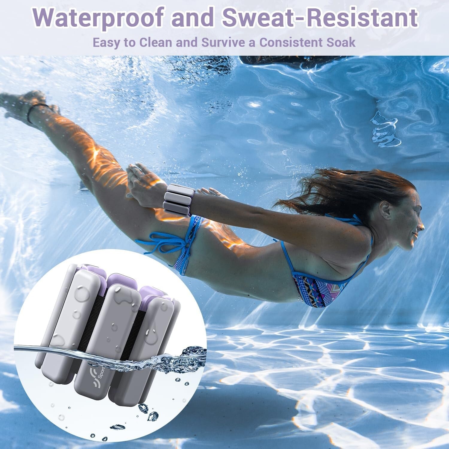 Durable Waterproof Wrist & Ankle Weights - Adjustable 2 lb/4 lb Set for Fitness
