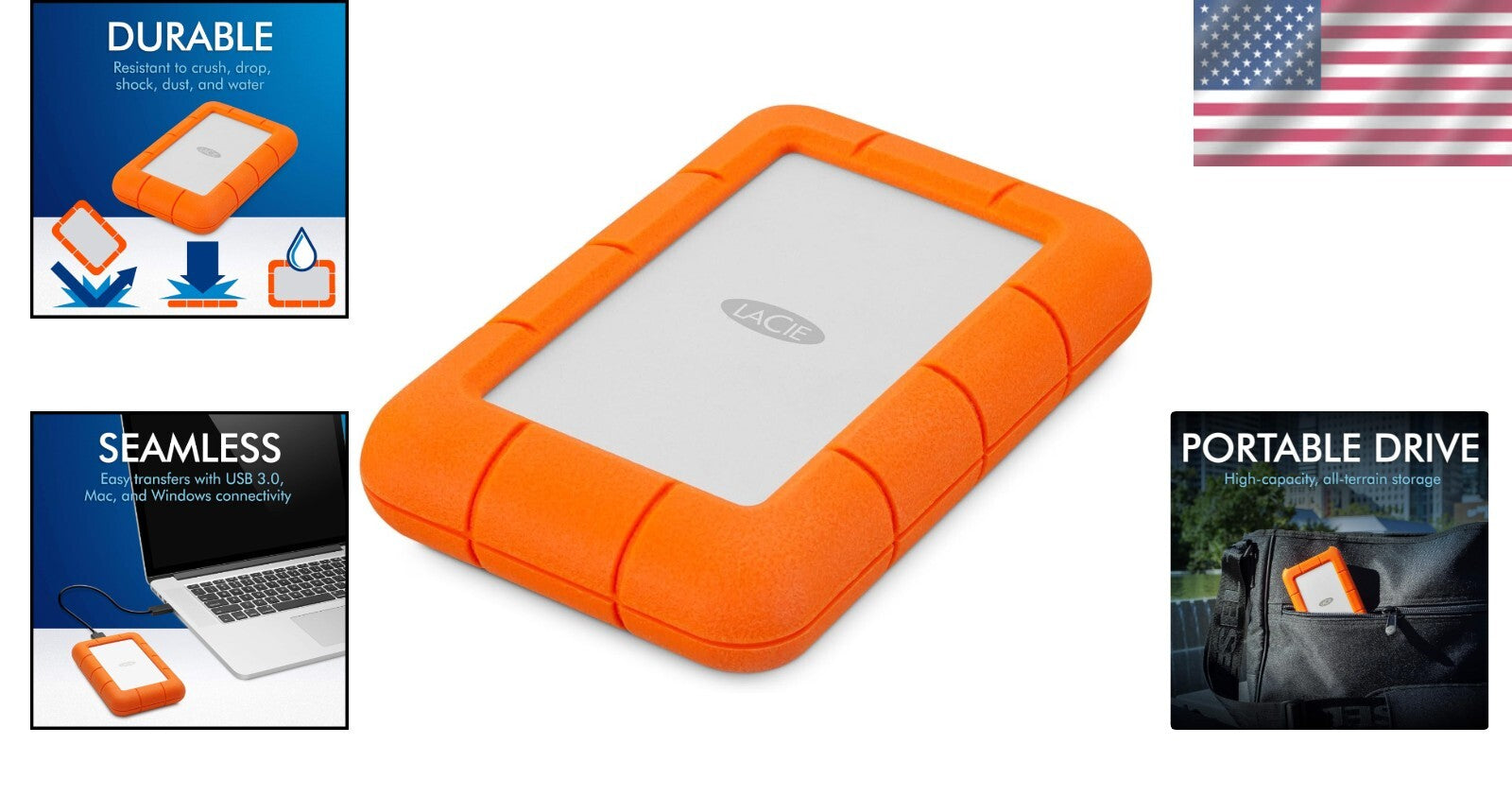 Durable 5TB External Hard Drive – USB 3.0 Compatible, Rain & Dust Proof