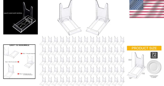 Durable Clear Acrylic Stands - 72 Pack Perfect for Photos, Plates & Artwork