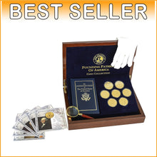 Load image into Gallery viewer, Franklin Mint 7-Piece Gold-Plated Coin Collection with Inspection Accessories