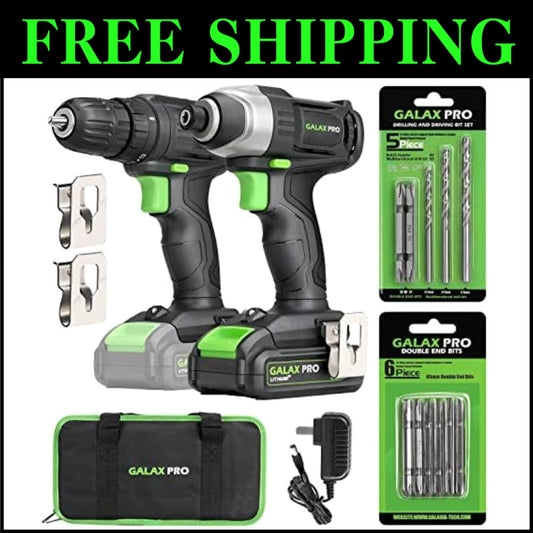 Compact 20V Cordless Drill and Impact Driver Combo with 11 Essential Accessories