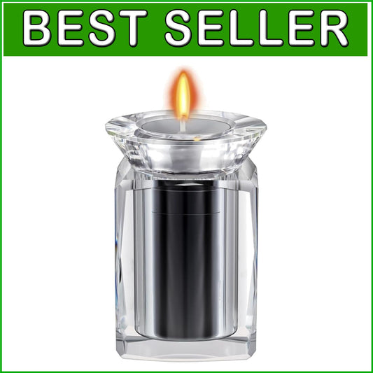 Miniature Crystal Candle Holder Urn - Personalized Ashes Keepsake for Adults
