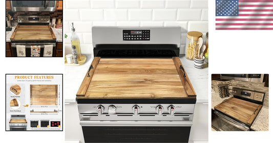Elegant Acacia Wood Noodle Board Stove Cover - Space-Saving Kitchen Essential
