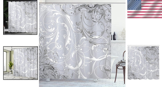 Unique Baroque Floral Shower Curtain - 69" W x 84" L with 12 Hooks Included