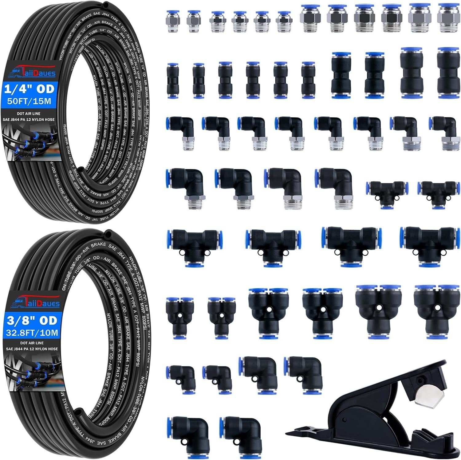 55-Piece Quick Connect Air Hose Fittings Kit - Multiple Sizes & Durable Storage