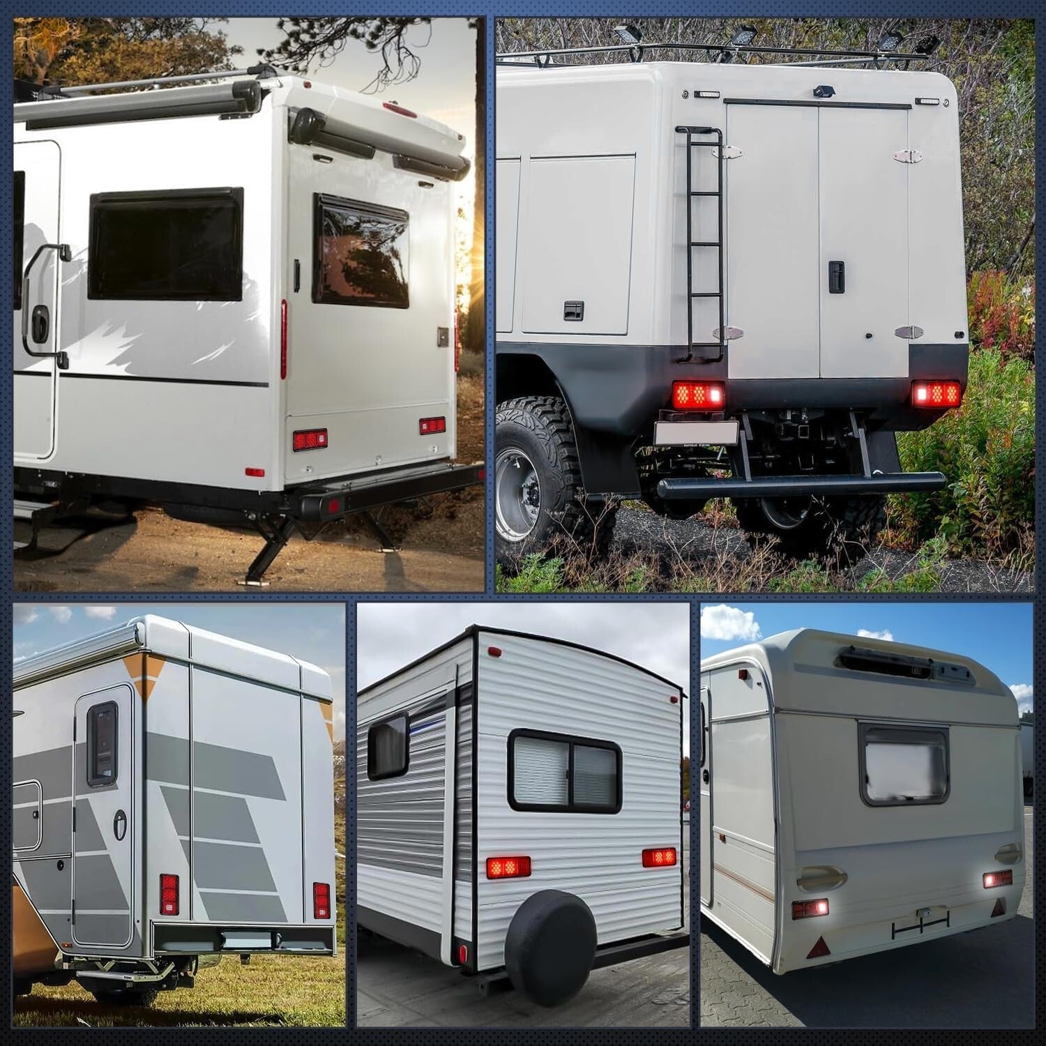 LED Triple Tail Light 2PCS - Waterproof Red Stop Brake & Turn Signals for RVs