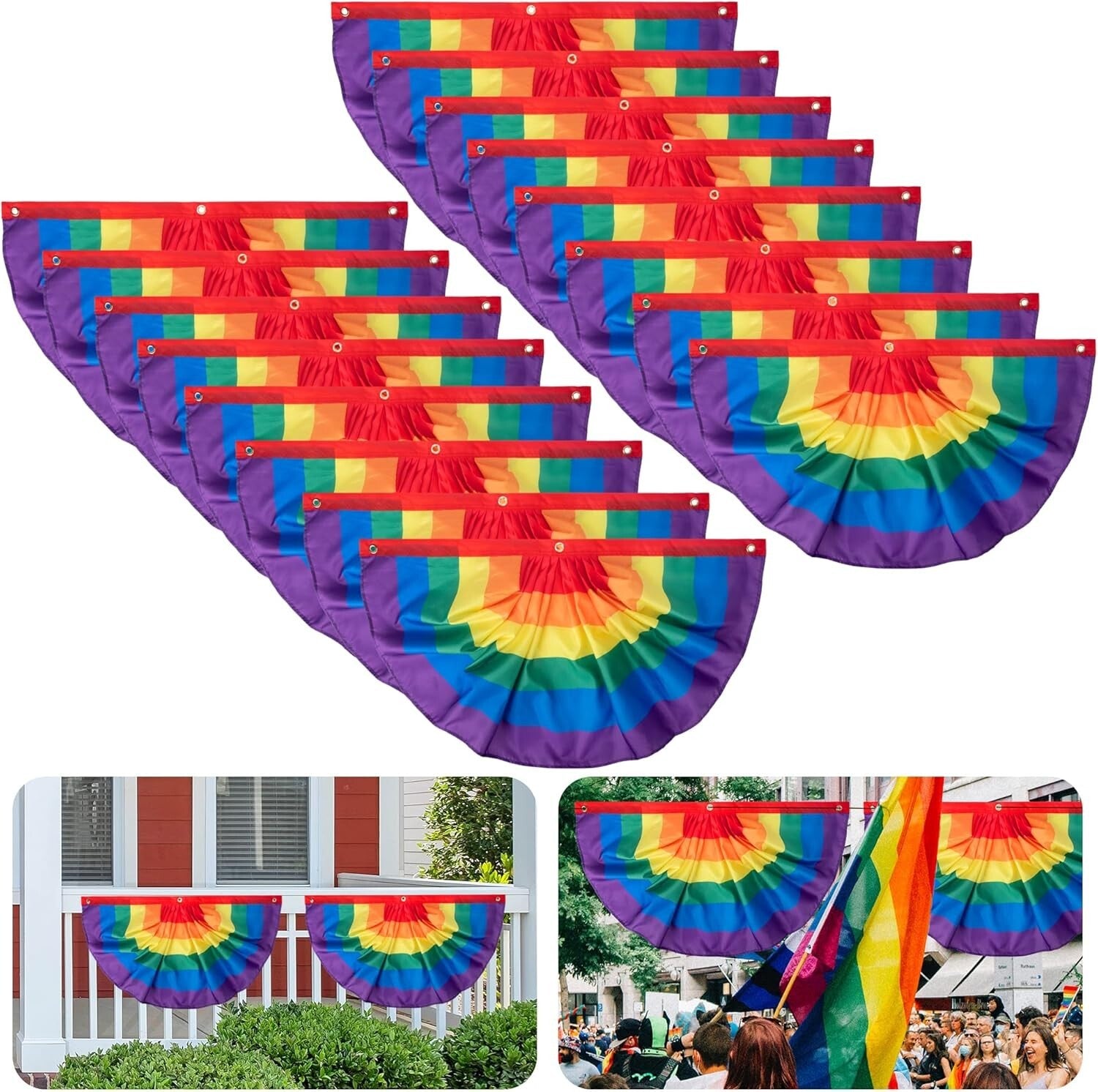 Durable Rainbow Bunting Flag Set - Perfect for Pride Month Outdoor Displays