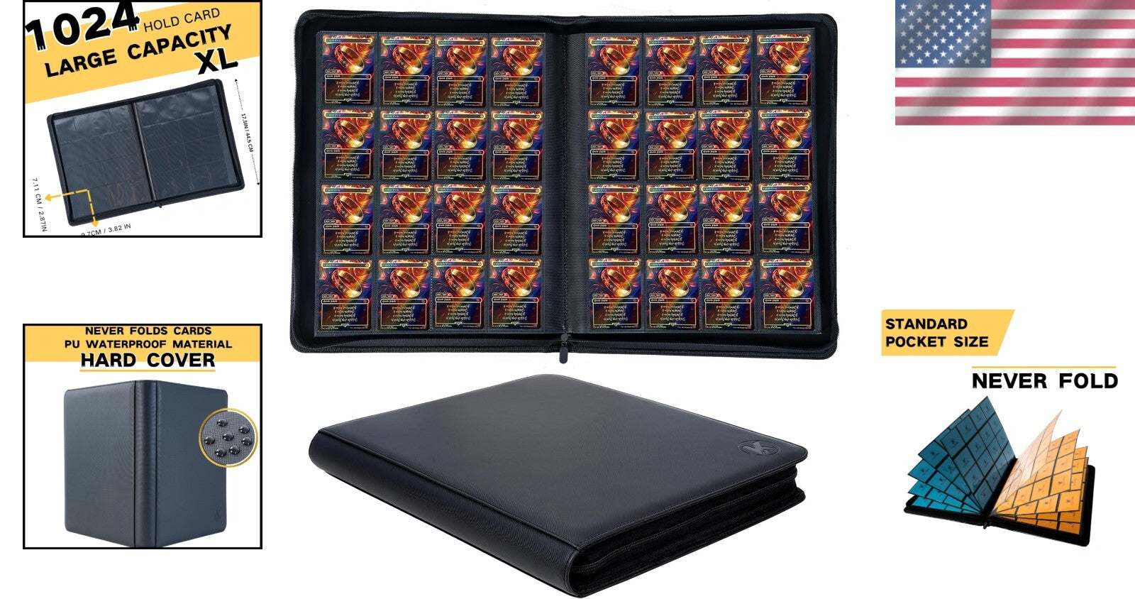 1000+ Pocket Waterproof Trading Card Binder - Perfect for MTG & Sports Cards