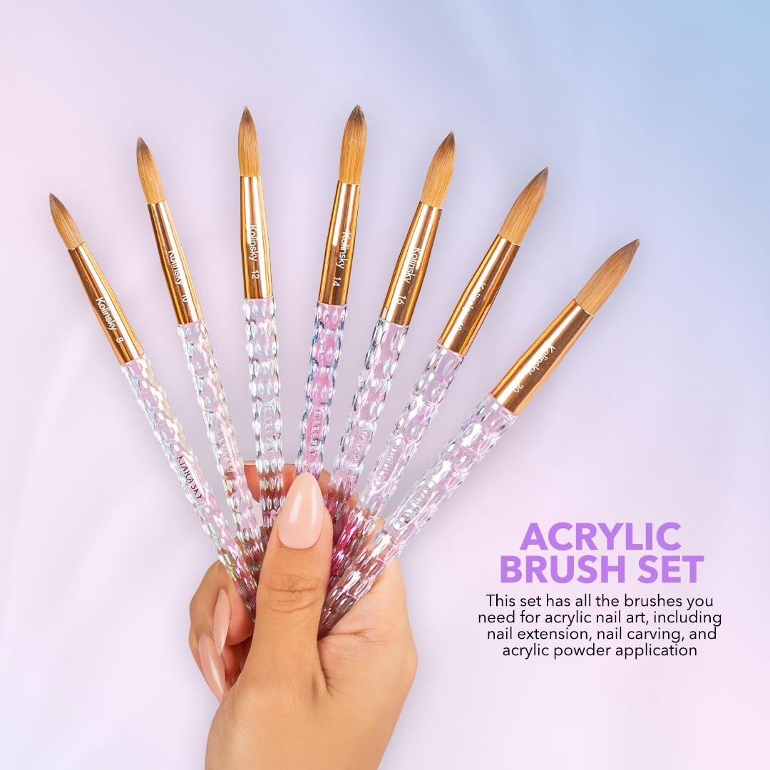 100% Kolinsky Crystal Acrylic Nail Brush - Handcrafted Beauty in Pink & Black