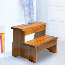 Load image into Gallery viewer, Safe &amp; Eco-Friendly Acacia Wood Step Stool - 2 Steps for All Ages, Easy to Move