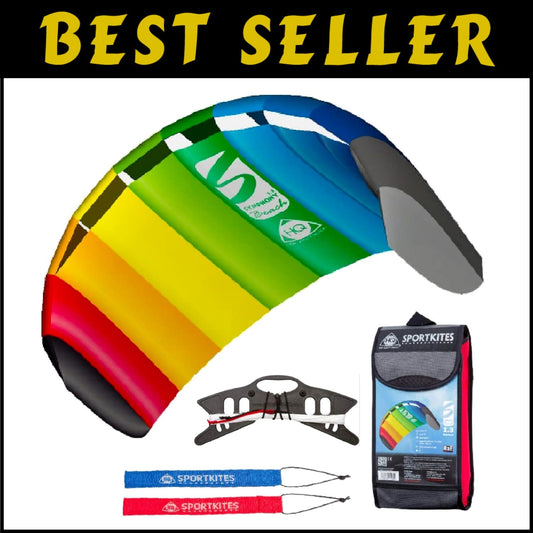 High-Performance 51in Stunt Foil Kite in Rainbow Colors - Ideal for Outdoor Play